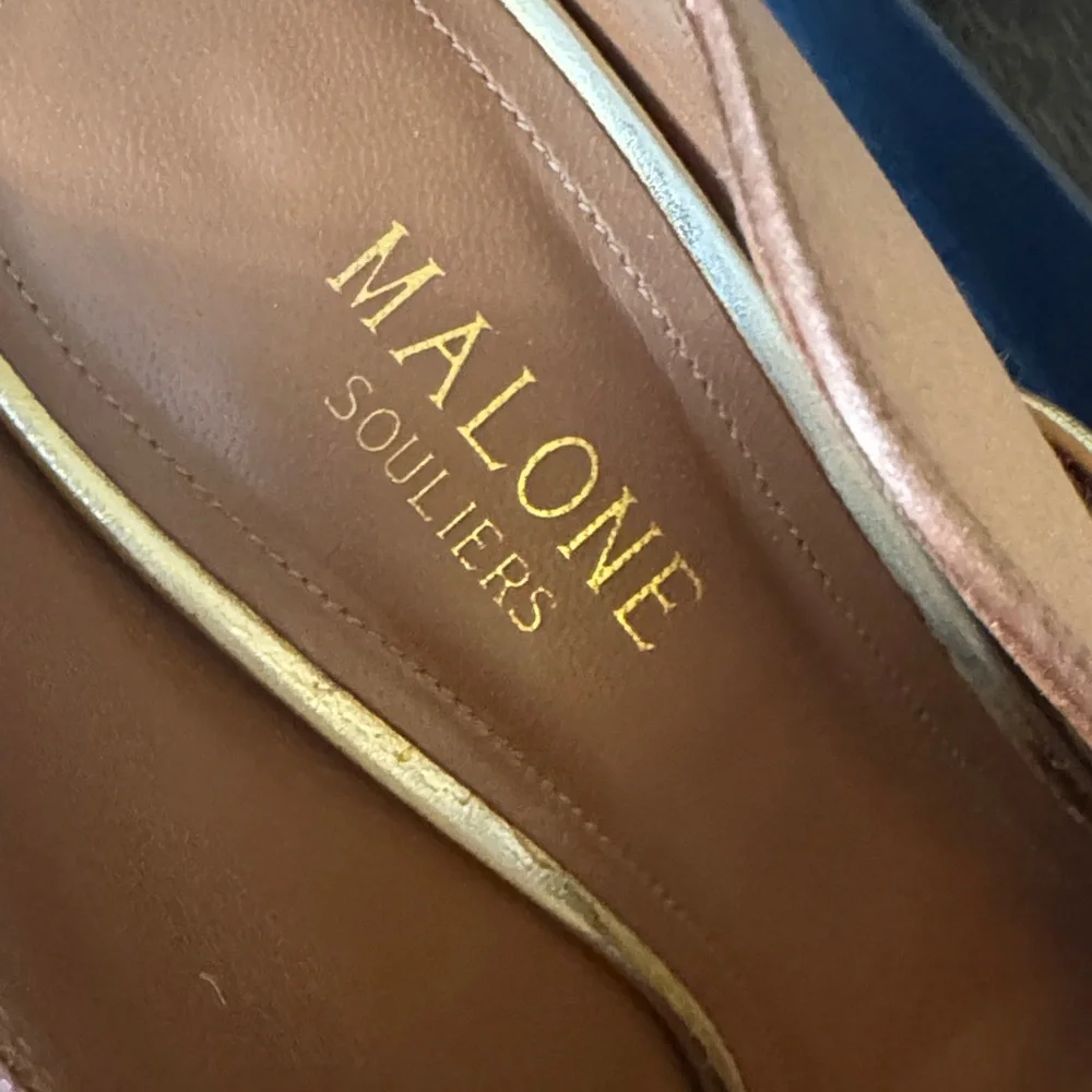 Authentic Used Malone Souliers Pink Blush and Gold Women's 70MM Heels Size 37 - Picture 4 of 16